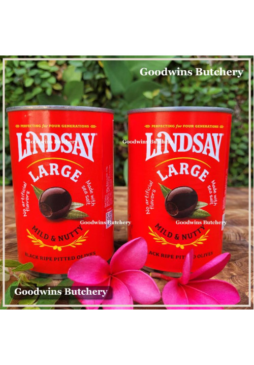 Pickle olive BLACK OLIVE RIPE PITTED LARGE mild & nutty LINDSAY USA 6oz 420g